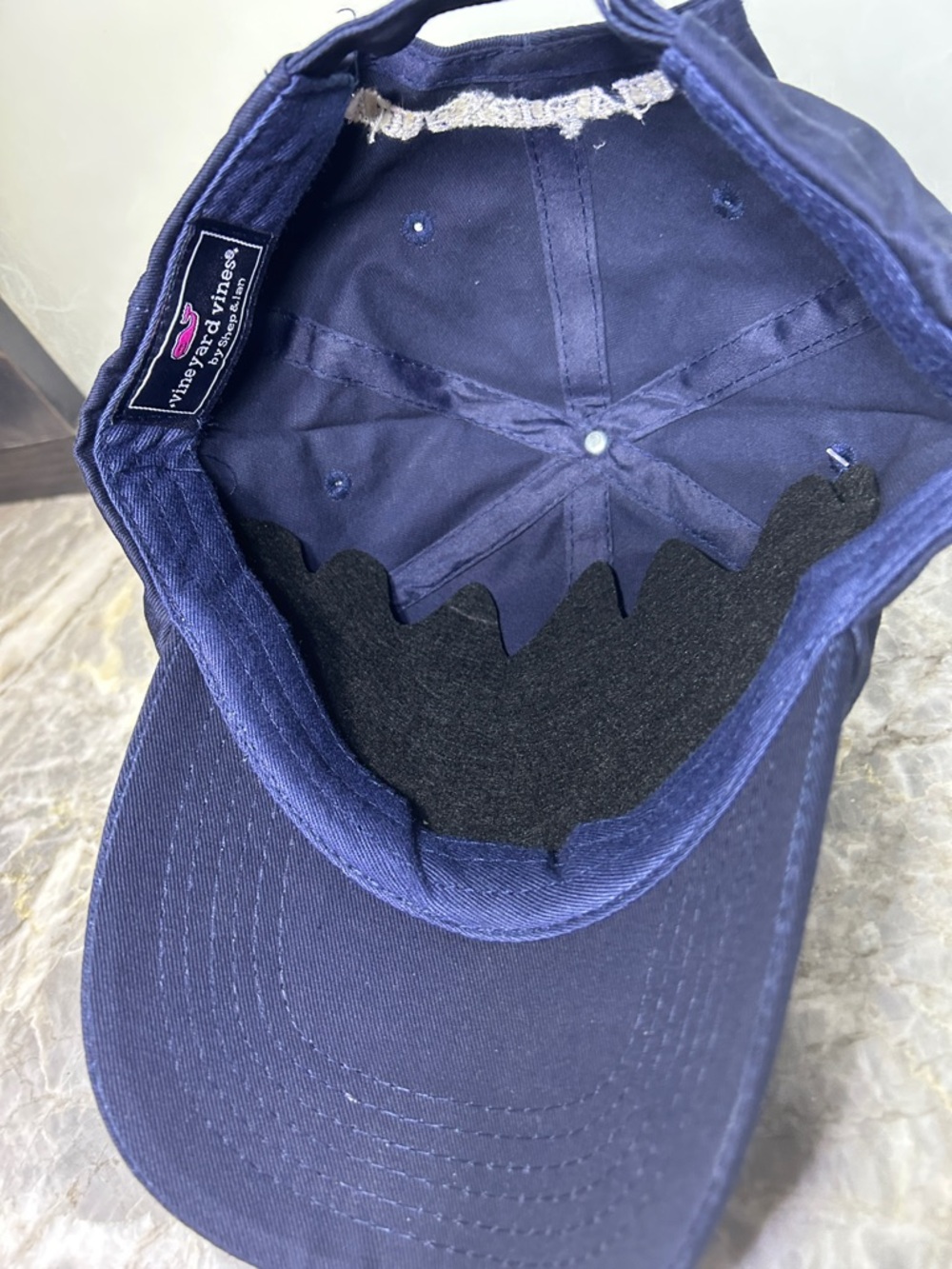 Vineyard Vines Navy Cap with Pink Whale Logo - Picture 4 of 4